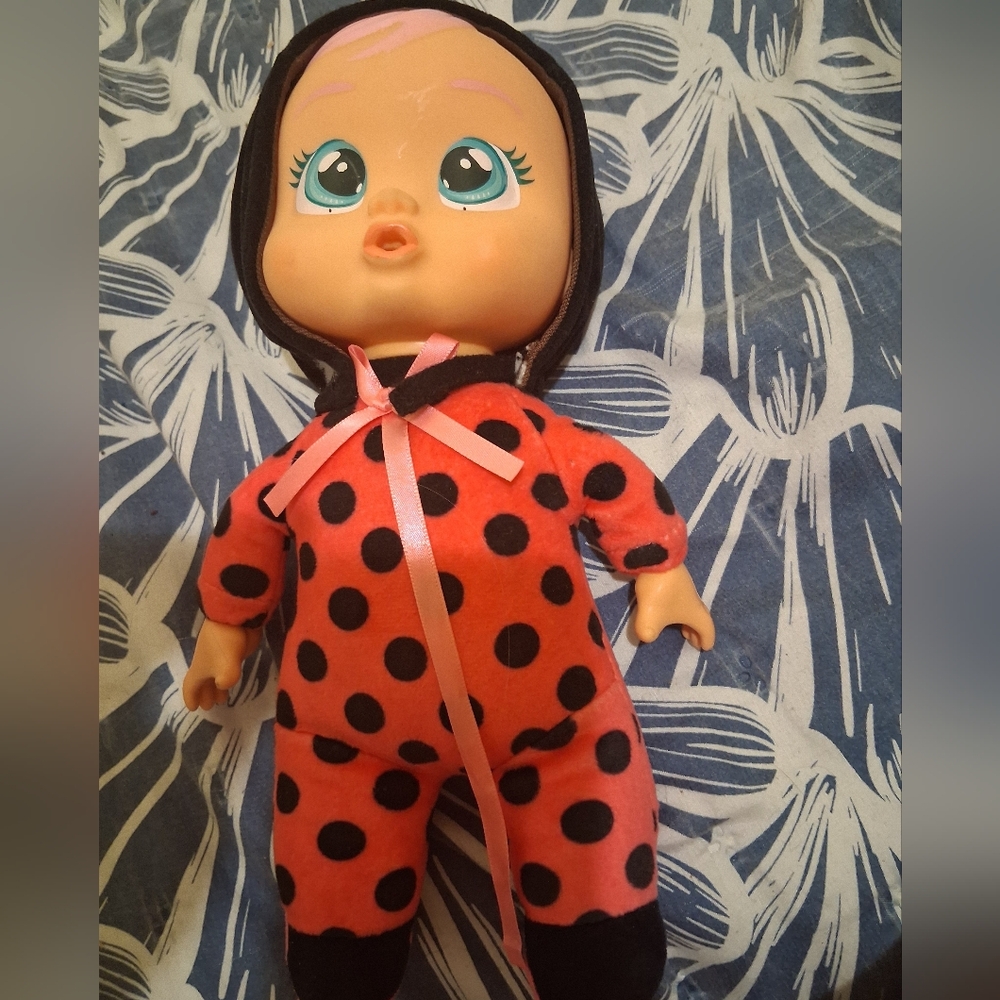 Kids Polka Dot Red and Black Plush Doll Outfit - Brand Unbranded